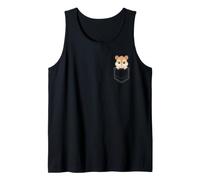 Hamster Cartoon Peeking Pouch Cute Rodent Art Design Tank Top