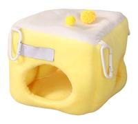 Hamster Cave Bed with Tunnel, Hangable Crystal Super Soft Polyester Warm Small Animal Hideout, Long-Lasting Breathable Pet Guinea Pig House Yellow, White Plush Habitat for Chinchilla, Ferrets, Gerbil