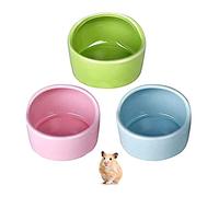 Hamster Ceramic Feeding Bowls,RoadLoo 3 Pieces Dishes Anti-Bite Ceramic Animal Food Bowl Cute Small Animal No Spill Water Feeder for Rabbit Hedgehog Guinea-Pig Gerbil Squirrel