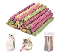 Hamster Chew Toys,ERKOON Timothy Hay Sticks Rabbit Chew Toy 25 Pcs Three Flavors Colorful Natural| Oatmeal | Beet | Boredom Breaker Treat for Rabbits, Gerbil, Chinchilla, Guinea Pigs