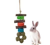 Hamster Chew Toys for Cage | Natural Wood Sticks & Corn Cob Teether with Grass Balls | Hanging Bunny Chew Toy for Teeth & Care for Guinea Pigs, Rabbits, Chinchillas & Gerbils