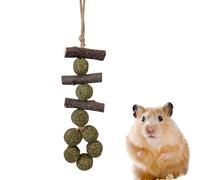 Hamster Chew Toys for Cage | Natural Wood Sticks & Corn Cob Teether with Grass Balls | Hanging Bunny Chew Toy for Teeth & Care for Guinea Pigs, Rabbits, Chinchillas & Gerbils