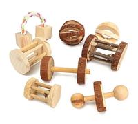 Hamster Chew Toys, Teeth Care Natural Wooden Toys, Small Animal Molar Toy, Boredom Breakers Cage Accessories For Rat Guinea Pig Chinchilla Gerbils Rabbit And Other Small Animal (D)