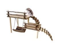 Hamster Climb Kit, Multipurpose Wooden Playing Swing Small Pet Activity Playground Climb with Climbing Ladder for Eating Playing Resting