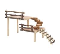 Hamster Climbing Platform, 2 Tier Wooden Hamster Climbing Toys Hamster Playground Activity Platform with Climbing Ladder Chewing Toys for Chinchilla Squirrel Rabbit Guinea Pig