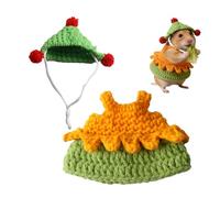 Hamster Clothes | Pet Knitted Dress Outfit With Matching Hat, Cute Handmade Animal Apparel, Soft Warm Costume Wear | Fine Knit Texture Gentle Touch Lightweight Comfort Flexible Fit Adorable Style Idea