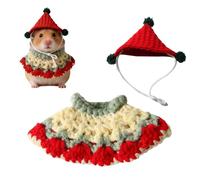 Hamster Clothing, Knitted Sweater Dress with Hat for Pets, Warm Small Animal Costume for Small Pets, for Guinea Pigs, Hamsters, Ferrets, Rabbits, Chinchilla and Hedgehog