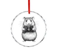 Hamster Cute Hanging Decoration Glass Ornament | Christmas Tree Pendant Happy Engagement Gift for Wedding
