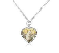 Hamster Daisy Meadow Pet Urn Necklace for Dog Cat Ashes Heart Pets Cremation Keepsake Waterproof Pendant Memorial Jewelry Pendants Gifts for Women Men