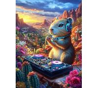 Hamster DJ in Magical Forest 500 Piece Jigsaw Puzzle for All Ages Fairy Tale Scenery Cartoon Jigsaw Neighborhood Get Together Family Game Whimsical Design for Any Event 500 PCS