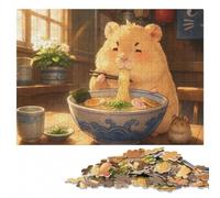 Hamster Eating Ramen Digital Art Art Wooden Puzzle, Adults, 1000 Pieces | Section-by-section building: a simple way to organise the image during indoor leisure.