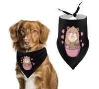 Hamster Eating Ramen Noodles Cute Dog Bandana Triangle Adjustable Washable Cat Scarf Pet Accessories