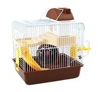 Hamster Enclosure, Hamster Cage 2 Levels Large Space for Small Animals (Brown)