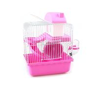 Hamster Enclosure, Hamster Cage 2 Levels Large Space for Small Animals (Pink)