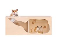 Hamster Enrichment, Toy for Play with Ramp, Eco Friendly Timber Construction with Multi Room Design, Interactive Boredom Breaker, Indoor Wood Enclosure Shelter for Hedgehog Chinchilla Ferret