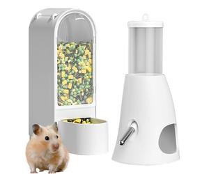Hamster Feeder and Watercolour - 2 on 1 Pet Dispenser, Automatic Feeder and Water Bottle | Cage Accessory for Small Animals, Food Water Station For Crice