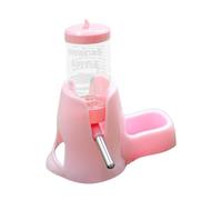 Hamster Feeder Dispenser - Bowl and Drinking Bottle | Anti-fall Feeder with Automatic Water Bottle 80ml, Non-Slip Vertical Drinking Bowl for Gerbils, Mice and Small Animals, Yellow, 16cm