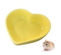 Hamster Food Bowl, Loving Heart Ceramic Feeding Bowl for Small Animals, Grim Rats Dwarf Hamsters and Other Rodent Food Bowl, Yellow