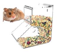Hamster Food Dispenser, 400ml Acrylic Automatic Feeder, 5.51x5.04x2.76 Inches, Pet Cage Food Storage, No Spill Feeding Station for Hamsters, Hedgehogs, Ferrets, Mice, and Gerbils
