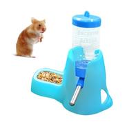 Hamster Food Dispenser - Bowl and Drinking Bottle | Anti-fall with Automatic 80 ml Canister, Non-Slip Vertical Drinking Bowl for Gerbils, Mice and Small Animals, Yellow, 16