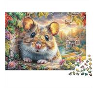 Hamster Garden Recycled Cardboard Cute Hamster Jigsaw Puzzle Collectors Cognitive Development Fun Home Activity Great Gift Idea Puzzle 38x26cm/1000pcs