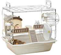 Hamster Habitat - 2-Tier Acrylic Clear Pet Habitat, Acrylic Hamster Cage, Mice Cage With Exercise Wheel, Water Bottle And Food Dish, For Gerbil Mice Hedgehog Activity Rest Play