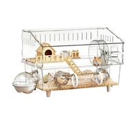 Hamster Habitat - 45 x 30 x 34.5 cm Removable Acrylic Small Animal Habitat, Hamster Cage, Play House for Outdoor Travel
