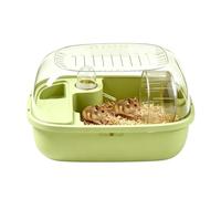 Hamster habitat, transparent with balance wheel and drinking bottle, mouse travel cage, hamster accessories, for chinchilla, ferret, gerbil, small animals, climbing, sleeping, resting, activity and
