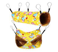 Hamster Hammock - 2 Pieces Cozy Squirrel-Style Bed for Tiny Breed Pets, Comfortable Cage Accessory for Hamsters and Small Animals with Playful Hanging Design, Blue Yellow Colored
