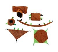 Hamster Hammock Set Plush Hanging Small Animal Bed Cage Accessories with Tunnel Swing Ropeway for Guinea Pig Rat Sugar Glider 6 Pieces Multi Color 20cm