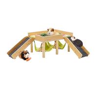Hamster Hammock with Stairs - 2 Tiered Detachable Hut, with Stair Wooden Hammock Castle | for Small Animals Pets Ferret Home Indoor Living Room Corner Sleep