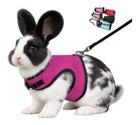 Hamster Harness and Leash Escape Proof,Soft Rabbit Mesh Vest Adjustable Buckle for Bunny Ferret Guinea Pig Walking Small Animal Pets Rat, Hot Pink M