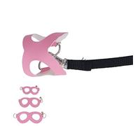 Hamster Harness Vest, and Leash Set Artificial Leather Soft No Pulling Comfort Harnesses Easy To Wear Rat Walking with Bells Purple Padded Guinea Pig Striped for Pigs, Hamster, (Rosy)