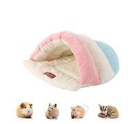 Hamster Hideout & Guinea Pig Bed, Semi-enclosed Hamster Hideout Small Animal Sleeping Cave Machine Washable Guinea Pig Hideouts for Chinchilla, Hedgehog, Rat, Sugar Glider,Flower-branch mouse (Pink)