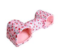 Hamster Hideout Guinea Pig Tunnel Bed Breathable Hideaway Bunny House Small Animal House for Rats- Strawberry