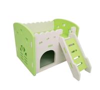 Hamster Hideout House Double Layers Ventilated Design Cage Accessories Golden Bear Villa Balcony Pet Supplies Hamster Travel Cage(Green)