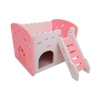 Hamster Hideout House Double Layers Ventilated Design Cage Accessories Golden Bear Villa Balcony Pet Supplies Hamster Travel Cage(Pink)
