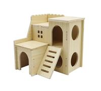 Hamster Hideout, Tiny Hamster Maze Wood House Fun Slide House Double-Decker Hut for Dwarf Gerbils and Mouse Mice Rat Other Small Animals.