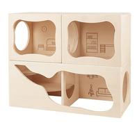 Hamster Hideout Wooden House,Hamster Multi Chamber Hideout,Small Animal Habitat for Clear Observation,Hamster Toys for Syrian Hamster,Dwarf Hamstersm,Gerbils, Hedgehogs, Rats, Mice