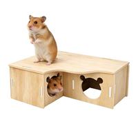 Hamster Hides, Multi Chamber Hamster Hide for Natural Burrowing, Spacious Wooden Rodent Habitat with Three Rooms, Ideal for Cage Enrichment and Space Optimisation, Measuring 31 cm by 24 cm by 11 cm