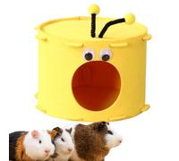 Hamster Hous Bed House, Dwarf Hamster Cozy Cave, Bee Shape Hamster Nest Dreing Nest, Small Animal Hide Cabin Four Seasons Dwarf Mice Golden Gold with Golden Bear