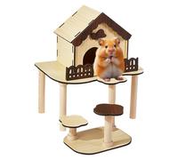 Hamster House, 1 Set Wooden Small Animal Cage Decor, Enrichment Bed and Standing Toy for Breeding, Sleeping, Exploring, Indoor Habitat Accessories for Hamsters and Small Pets