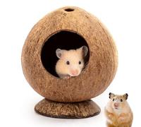 Hamster House 5.3x4.7in Coconut-Shaped Hamster Hide with Stable Base & 2.2in Hole Natural Breathable Hideout Decorative Restful Hut for Cage