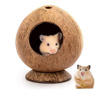 Hamster House 5.3x4.7in Coconut-Shaped Hamster Hide with Stable Base & 2.2in Hole Natural Breathable Hideout Decorative Restful Hut for Cage