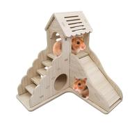 Hamster House and Hideaway - 2-Tier Hamster Shelter Guinea Pig House | Hamster Enclosure Hamster Cabin with Ramp and Slide for Small Pets 6.69x6.54x6.69 inches