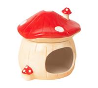 ＡＷＨＡＯ Hamster House Cave Hiding Place Feeding Bowl Cartoon Hamster Bed Made of Sturdy Material for Small Rodents Home Decor Gift Cage Equipment, Red