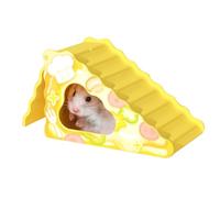 Hamster House Cheese Shape - Hamster Hiding House, 2-in-1 Non-Slip Climbing Ramp Enclosure Decoration for Rodents and Reptiles for Cage Enrichment and Exploration