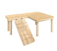 Hamster House Climbing Ladder - Wooden Two-Story Platforms | U L Shape Cage Toy | ISmall Animal Step Ladders | Ndoors Exercise Play Stair For Hamster, Mouse, Gerbil Critters Pedal