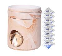Hamster House Cool Resting House for Chinchilla Sleeping House with 8 Cooling Pads as Hiding Place and Nest for Rabbits Chinchilla Gerbil Hamster for Indoor and Outdoor Use
