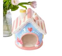 Hamster House - Cute Small Animal House Cool Bed for Hamsters Gerbils Chinchillas Creative Wooden Hut Cage Accessories for Dwarf Hamsters, All Season Pet Shelter Playhouse